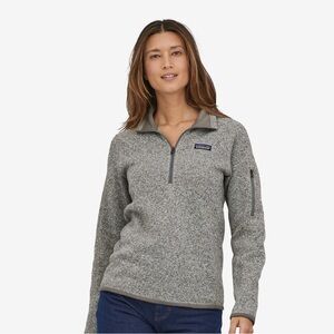 Women's Patagonia Better Sweater 1/4 Zip Fleece Pullover Birch White Sz S H10